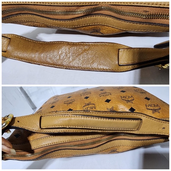 Authentic MCM Visetos Shoulder Bag Cognac - Picture 5 of 14